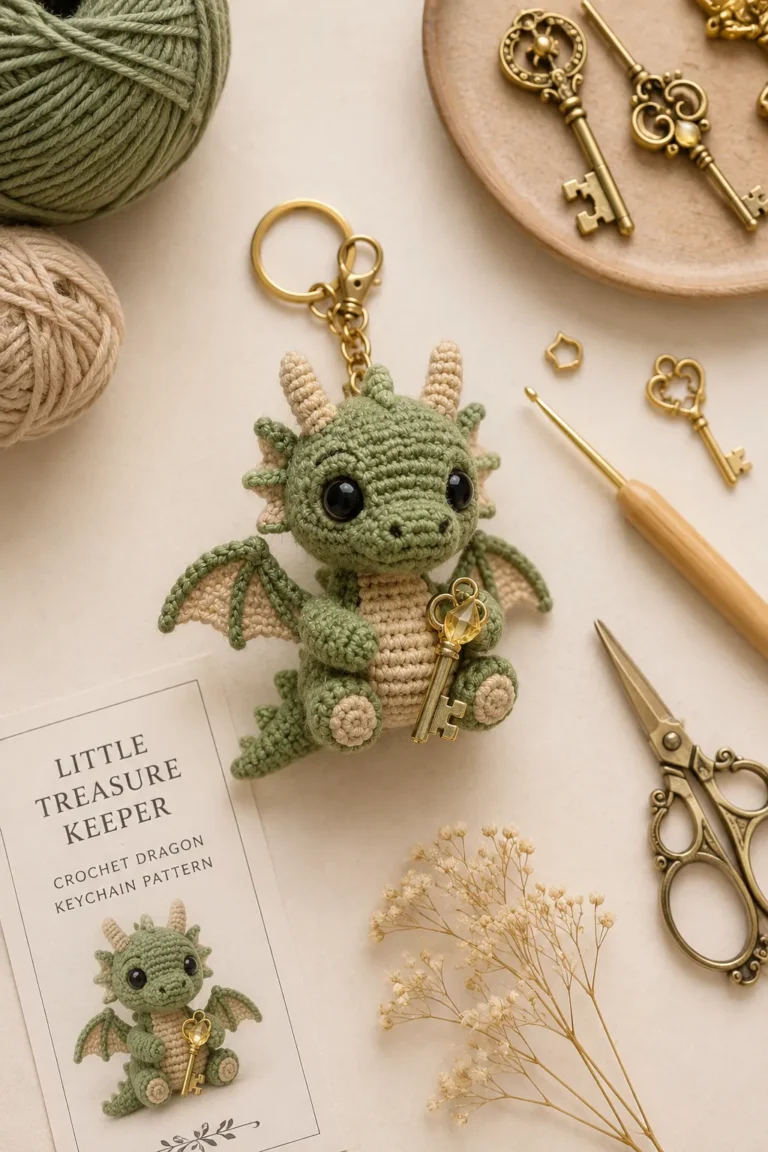 Cute Mini Crochet Dragon Keychain | Little Treasure Keeper Pattern PDF