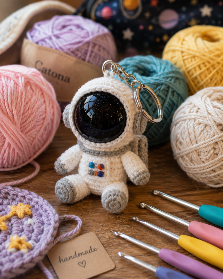 Mini Crochet Astronaut for Backpack Charm: A Cute Handmade Space Adventure You Can Carry Anywhere