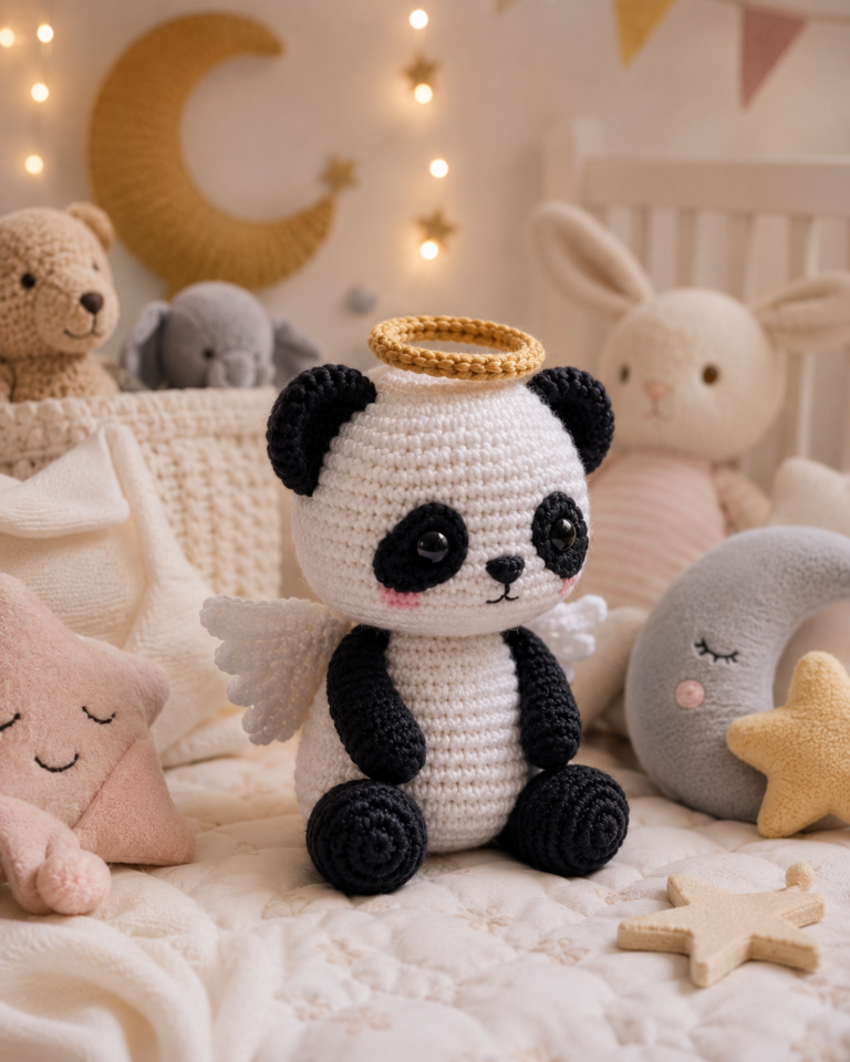 Free Crochet Angel Panda Amigurumi Pattern