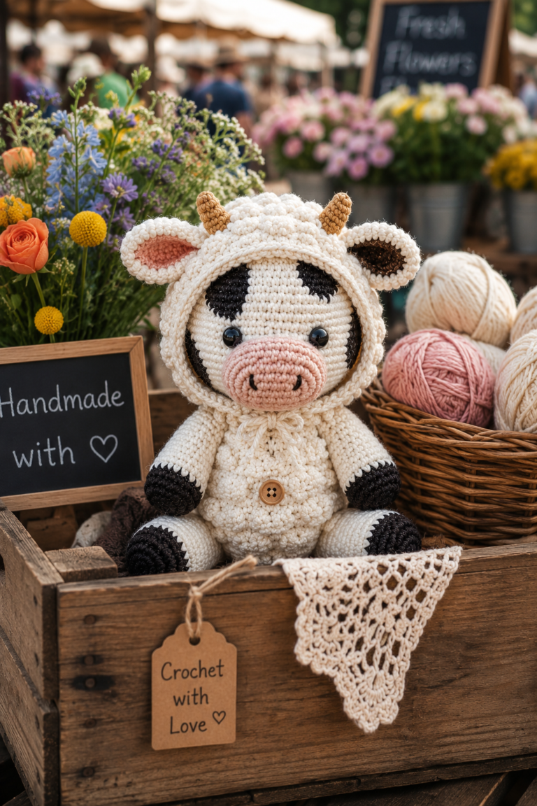 Free Crochet Cow in Sheep Costume Pattern