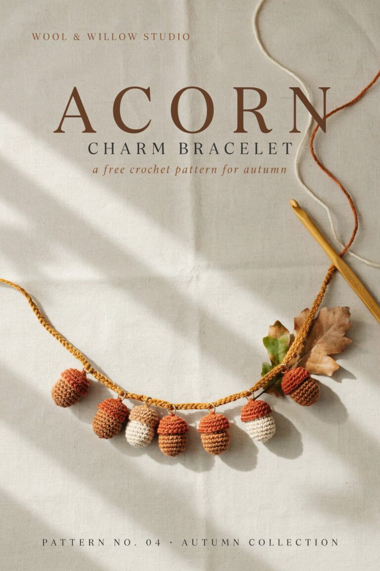 DIY Oak & Acorn Crochet Charm Bracelet Pattern for Cozy Autumn Vibes